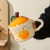 Daji Dali Orange Ceramic Cup with Lid Cute Cat Mug New Year Gift Portable Box Office Water Cup