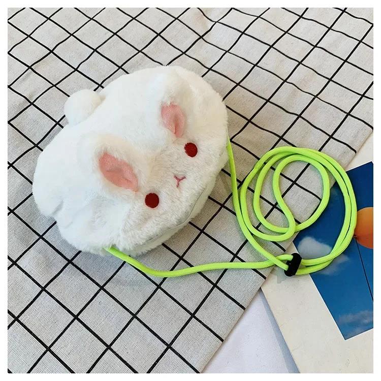 Kawaii Cartoon Plush Rabbit Messenger Bags Kids Animals Crossbody Bag Girls Casual Cute Purse Bag Coin Purse Wallets Handbag