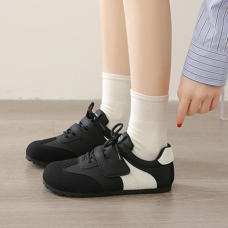 Осенняя новая модная тенденция женская повседневная обувь в студенческом стиле с широким носком мягкая удобная плоская обувь повседневная спортивная обувь для активного отдыха