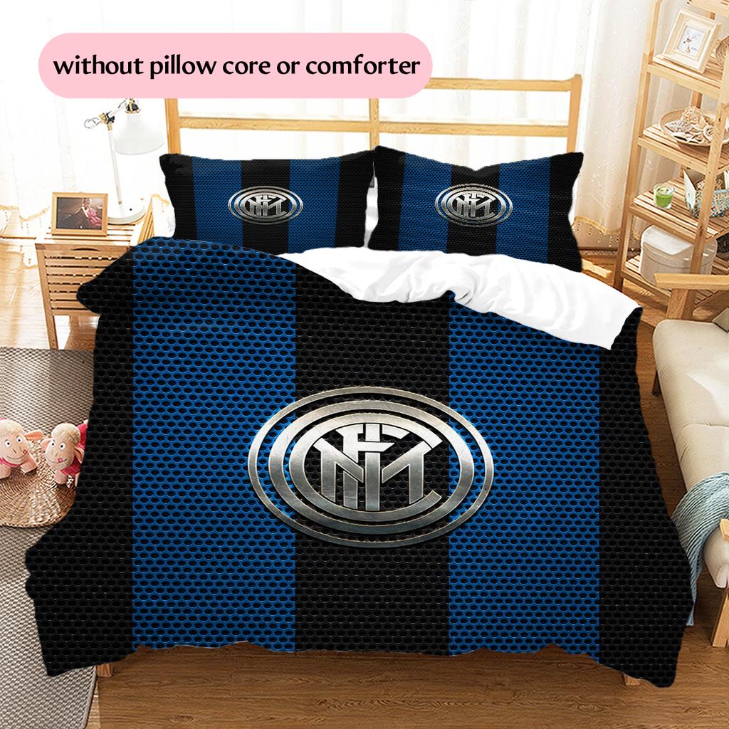 Постельное белье с узором ФК Интер Милан Декор для дома Подарок на день рождения (1 пододеяльник + 2 наволочки, без наполнителя)