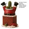 Resin Plant Container Santa Claus in Smokestack Flower Pot Ornament, Decorative Christmas Themed Yard Ornament Container, Small for Holiday