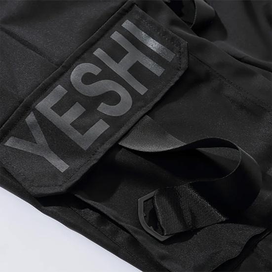 Мужские брюки-карго в стиле хип-хоп, индивидуальные прямые брюки с ремешком, декор, сплошной цвет, глубокая промежность, свободная уличная одежда, эластичная талия, мужские брюки с ремешками на щиколотке