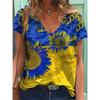 Summer Scenery Flowers Plants 3D Printed Short Sleeved T-shirt Women's Loose Short Sleeved Top V-neck T-shirt