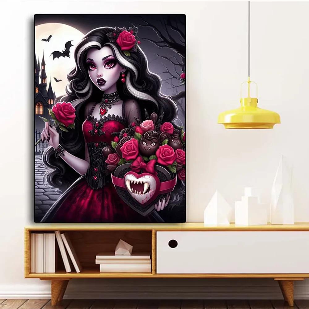 DIY Алмазная картина Новинка 2024 года Удивительная готическая ангел роза девушка 5D DIY Алмазная мозаика вышивка крестом наборы для домашнего декора