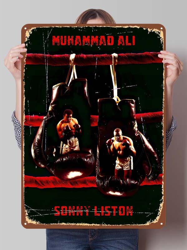 Металлические постеры с изображением Мухаммеда Али, боксера, декор для комнаты, изготовленные на заказ металлические таблички с боксерскими мотивами для украшения стен, ретро-стиль для дома и мужской тематики.