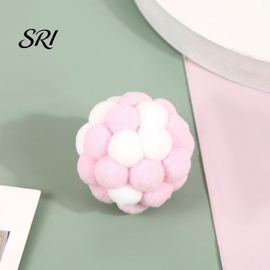 Plush Cat Toy Ball with Built-in Bell Soft Macaron Balls Fun Plaything Bite-Resistant Chew Toys for Indoor Cats and Kittens Noise Making