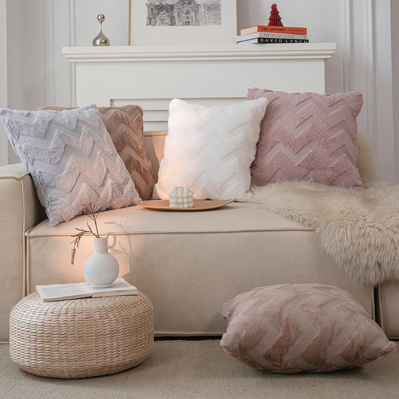 Подушка плюшевая двусторонняя с вышивкой в скандинавском стиле, большая волна, стеганая, простая квадратная подушка для сна, бархатная подушка-подушка для прикроватной тумбочки