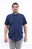 Men's Plus Size Plus Size Shirt Men's Plus Size Navy Blue Indigo Oxford Cotton Button-Up Collar Pocket Short Sleeve Shirt