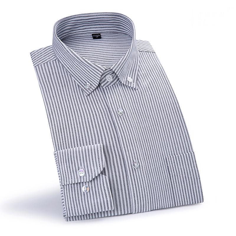 Pure Cotton Oxford Full Sleeve Button Down Collar Classic Men Casual Striped Shirts
