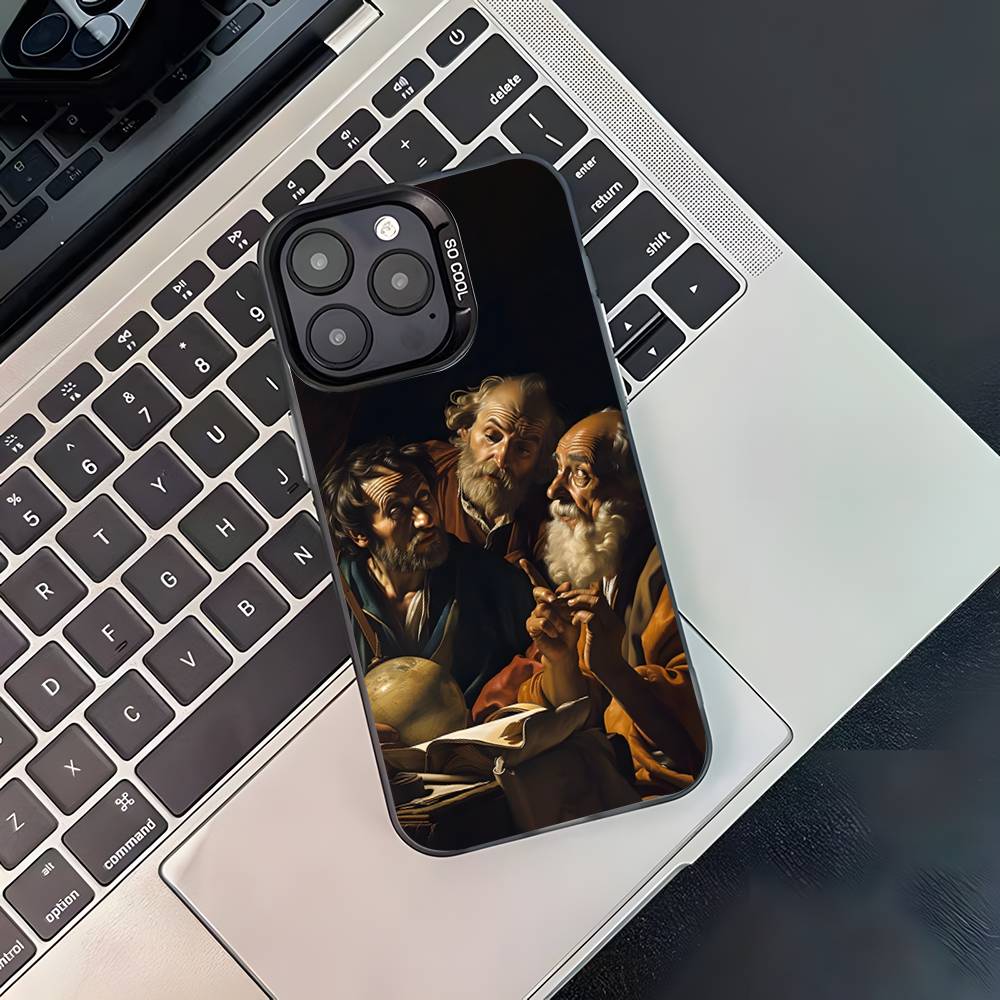 Чехол для телефона с картинами Караваджо для iPhone 17,16,15,14,13,12,11,Pro,XS,Max,Plus,Mini,SE4,E Черный Матовый Ударопрочный Чехол
