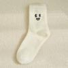 5pairs Women Funny Socks White Winter Warm Socks Smile Cute Kawaii Anime Floor Socks Lolita Y2k Thicken Fuzzy Socks