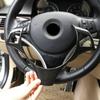 Carbon Fiber Pattern / Silver Car Styling Steering Wheel Panel Switch Button Cover Trim For BMW 1 3 Series E90 E82 E87 X1