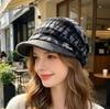 Sweet and cool contrasting color plaid new fashion basin hat women's autumn and winter sweet face newsboy hat painter hat