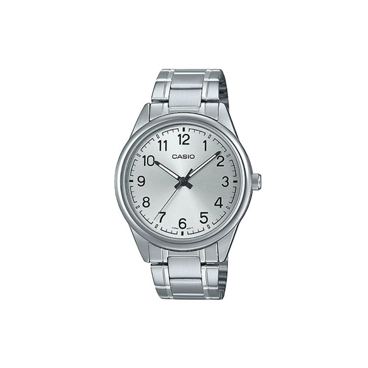 Casio Стандартная серия Классические Ретро Маленькие Круглые Деловые Модные Цифровой циферблат Часы Кварцевый механизм Стальной ремешок Мужские часы MTP-V005D-7B4