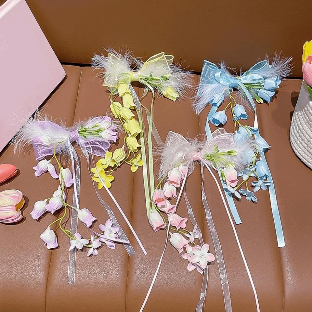 Sweet Bell Orchid Ribbon Barrettes Floral Designs Lolita Dress Hair Accessories Party