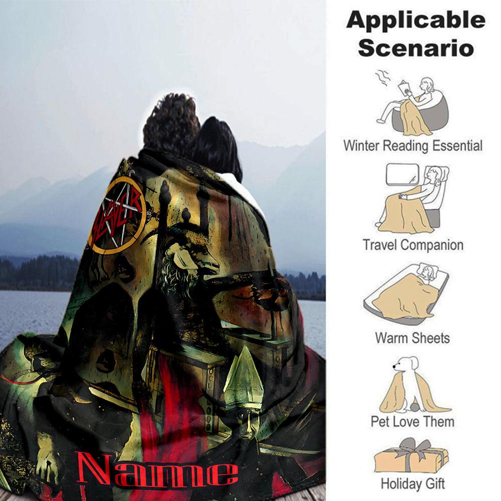 Customiz Name Personality Slayer logo Blanket Soft &Warm Sofa Office Bed Travel Lunch Break Blanket, Gift Suitable All Seasons