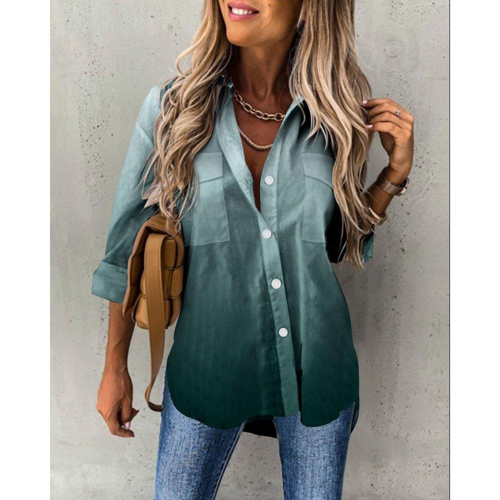 Women's Spring Fashion Casual Street Button Shirt Elegant and Comfortable Long Sleeve Loose Blouse Top Office Lady Clothing