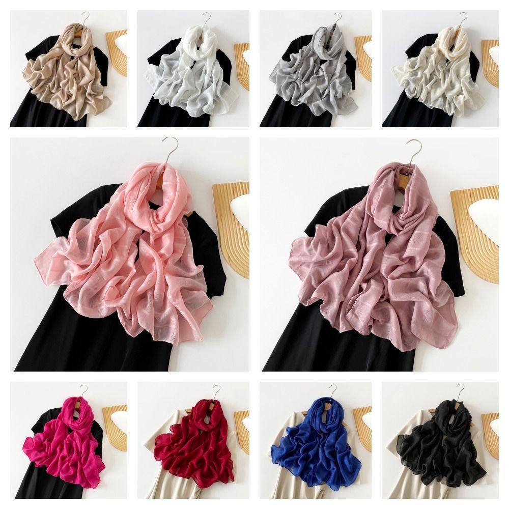 Элегантные женские шали корейские длинные шелковые шали простые роскошные шелковые шарфы женские