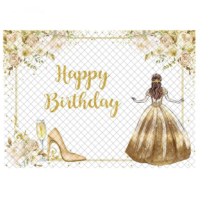 LS Photography Background Floral Butterfly Princess Dress Decor Girl Princess Birthday Party Kids Portrait Photo Backdrop Studio