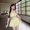 Желтое платье на подтяжках для женщин, Чадопамин Хот Герл, Сексуальная маленькая принцесса с талией, Пышная юбка, Платье на день рождения
