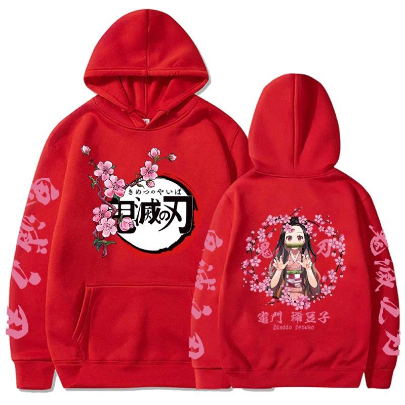 Japan Anime Kawaii Demon Slayer Kamado Nezuko Manga Hoodies Sweatshirts Tops Pullovers Streetwear Unisex Cartoon Sweatshirt