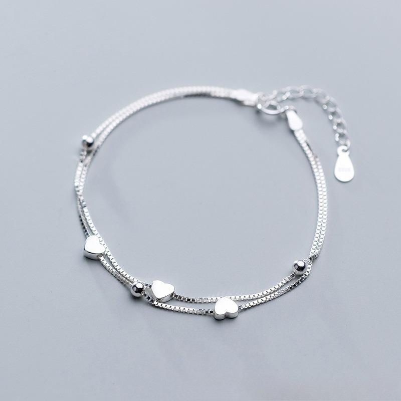 925 Sterling Silver Irregular Beaded Bracelet for Women Fashion Sparkling Crushed Silver Chain Bracelets Dainty Daily Jewelry