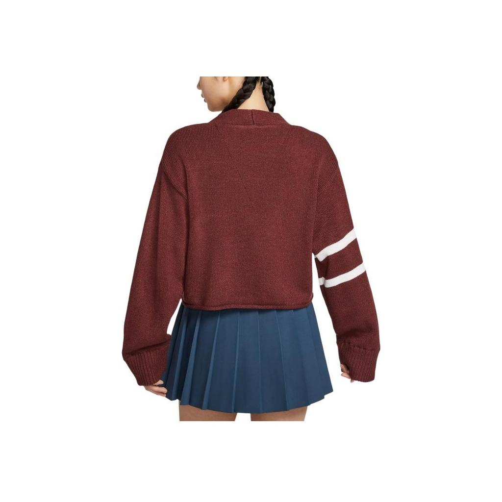 Nike Модный удобный свитер с длинным рукавом на пуговицах, женские топы, темно-красный FZ0275-619