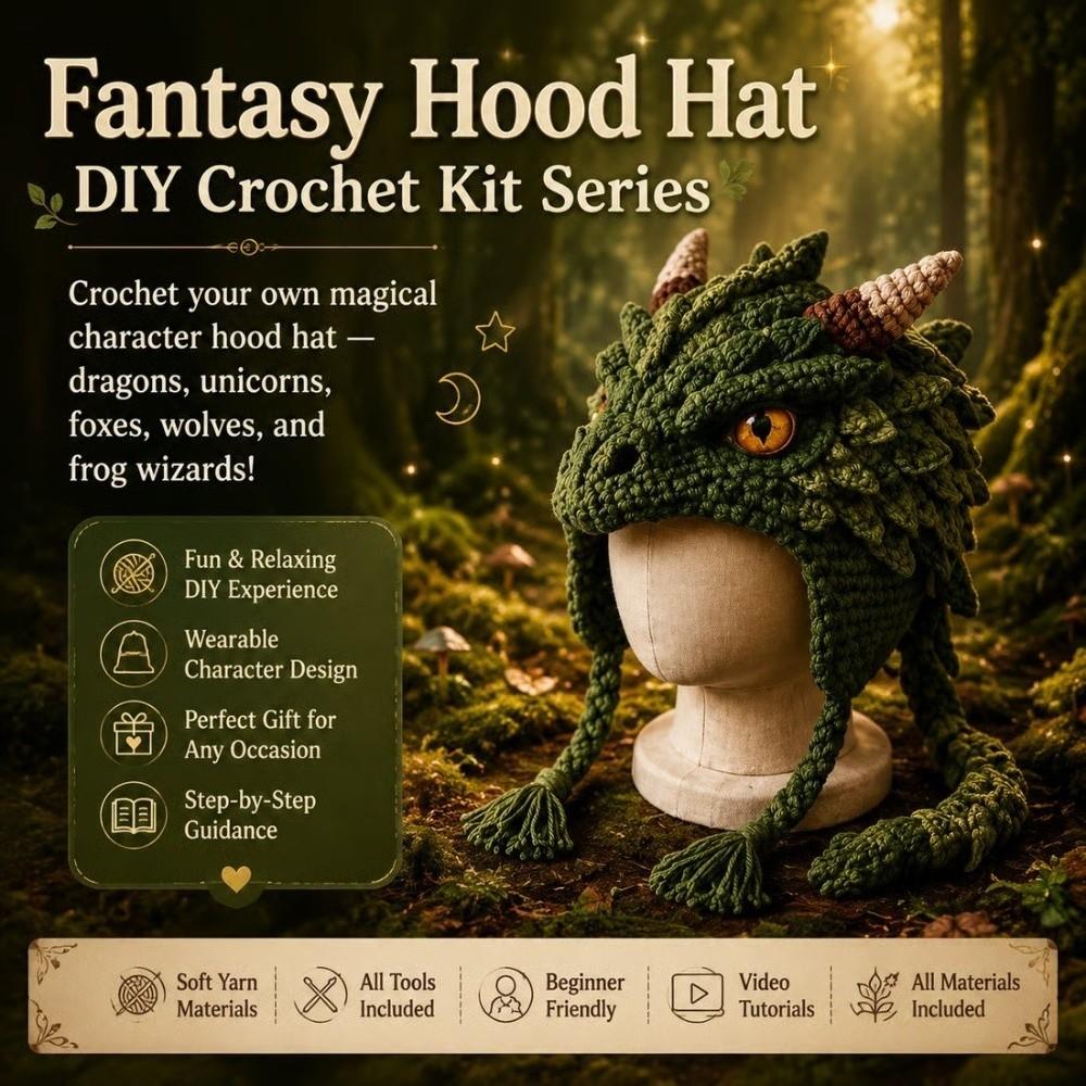with Step-by-Step Guide Knitted Hat Crochet Kit DIY Animal Hood Hat Crochet Kit for Beginners