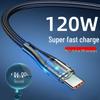 Прозрачный кабель Type-C мощностью 120 Вт Super Fast Charging для Huawei Honor 6A - Плетеный для долговечности