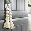 2PCS Wood Bead Garland With Tassels Farmhouse Rustic Country Decor Wall Decor Farmhouse Ornament Woven Wall Hanging
