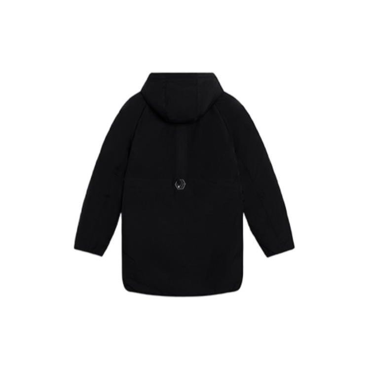 Li Ning Логотип Печать Скрытая молния капюшон пуховик Мужские куртки Черный AYMS117-1