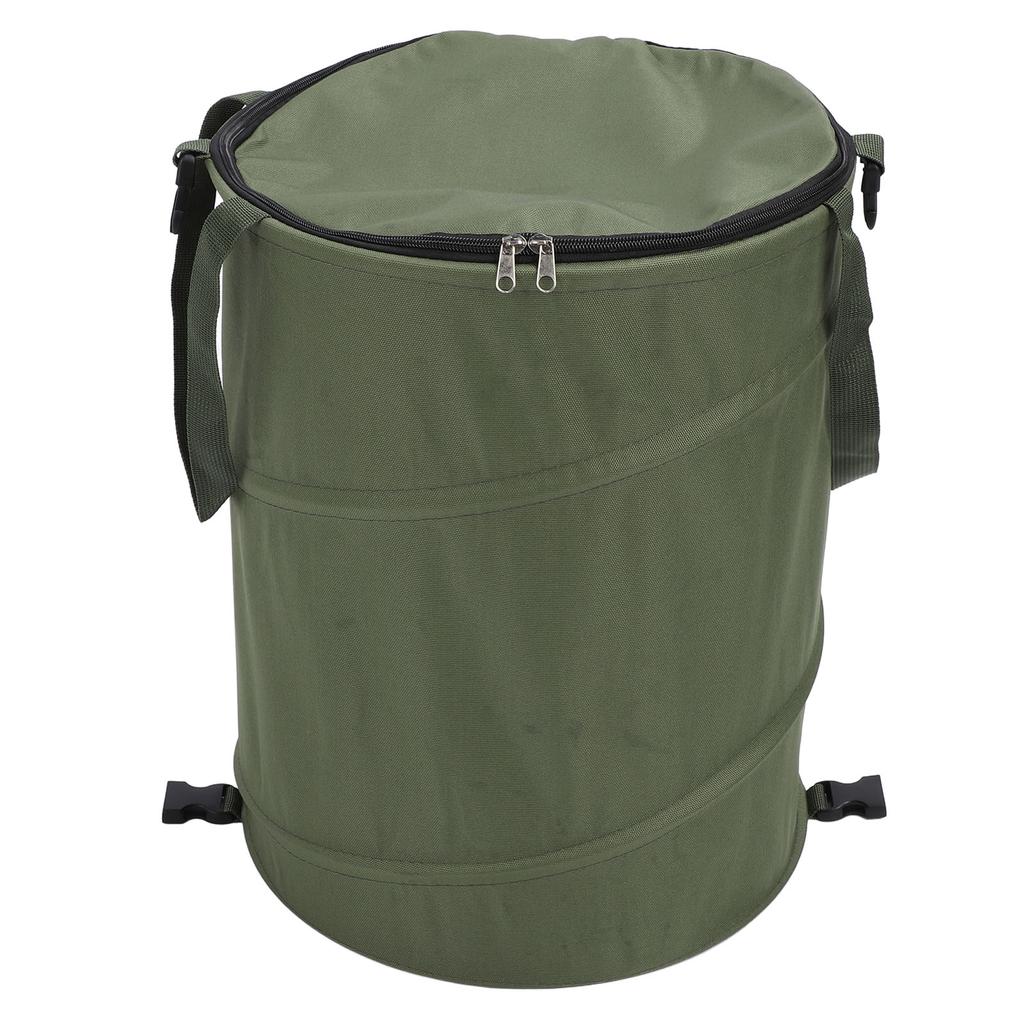 Camping Trash Can with Zippered Lid 24 Gallons Large Capacity Foldable Portable Garden Garbage