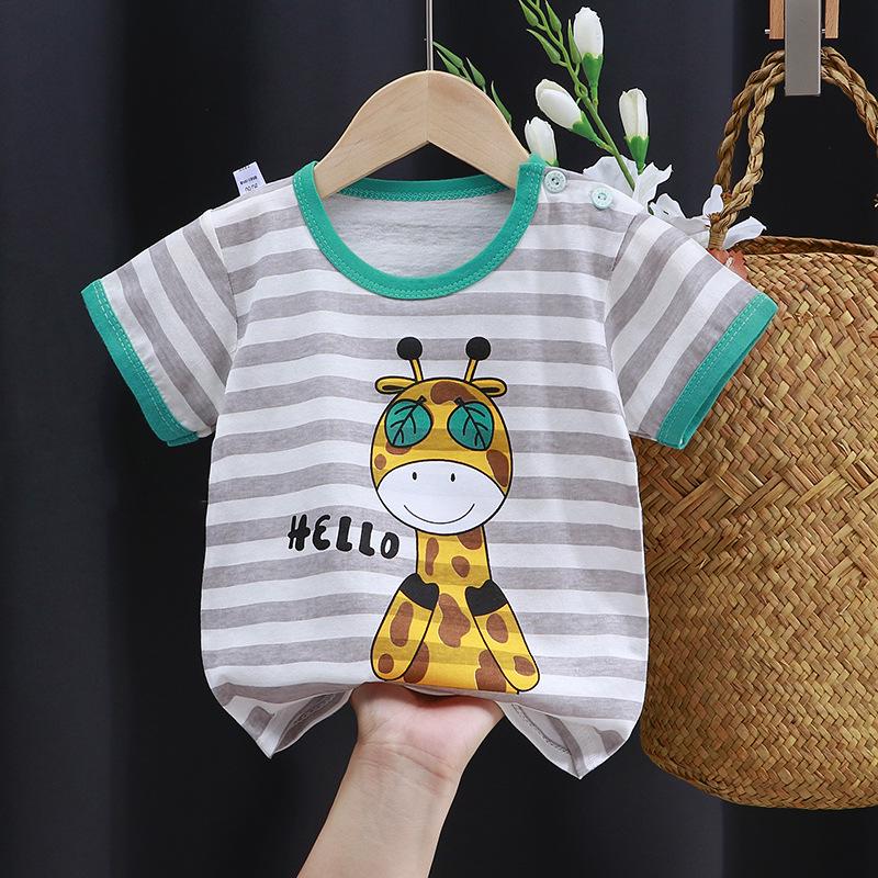 Детская хлопковая футболка с рисунком: Летний топ с коротким рукавом для мальчиков и девочек, новый корейский стиль