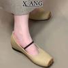 Sheepskin version inner height-increasing women's shoes Mary Jane shoes new soft-soled one-pedal pig nose square head single shoes