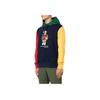 Polo Ralph Lauren FW22 Свитшот мужской с капюшоном и длинными рукавами свободного кроя с прямыми штанинами, с принтом мультяшного медведя в стиле колор-блок, синий 710853351-003