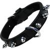 Collar - GLORIA - Spiked Skin - Black Leather - Adjustable Buckle - D-Ring