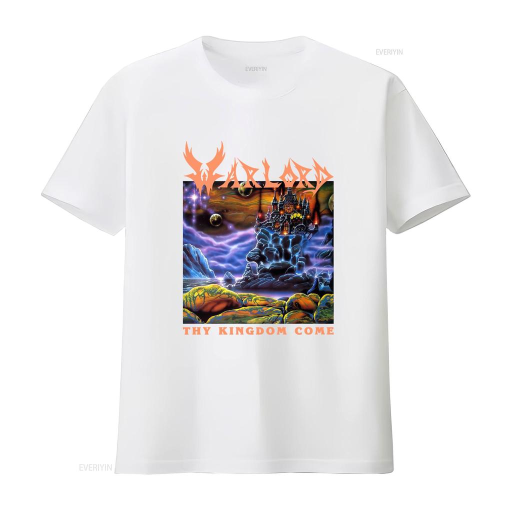 Винтажная Футболка Streetwear с Принтом Warlord Band Thy Kingdom Come, Фэнтези Космический Замок, Винтажная Стирка