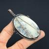 Natural Dendrite Opal Gemstone Handmade Copper Wire Wrap Pendant 3.54" E6J59