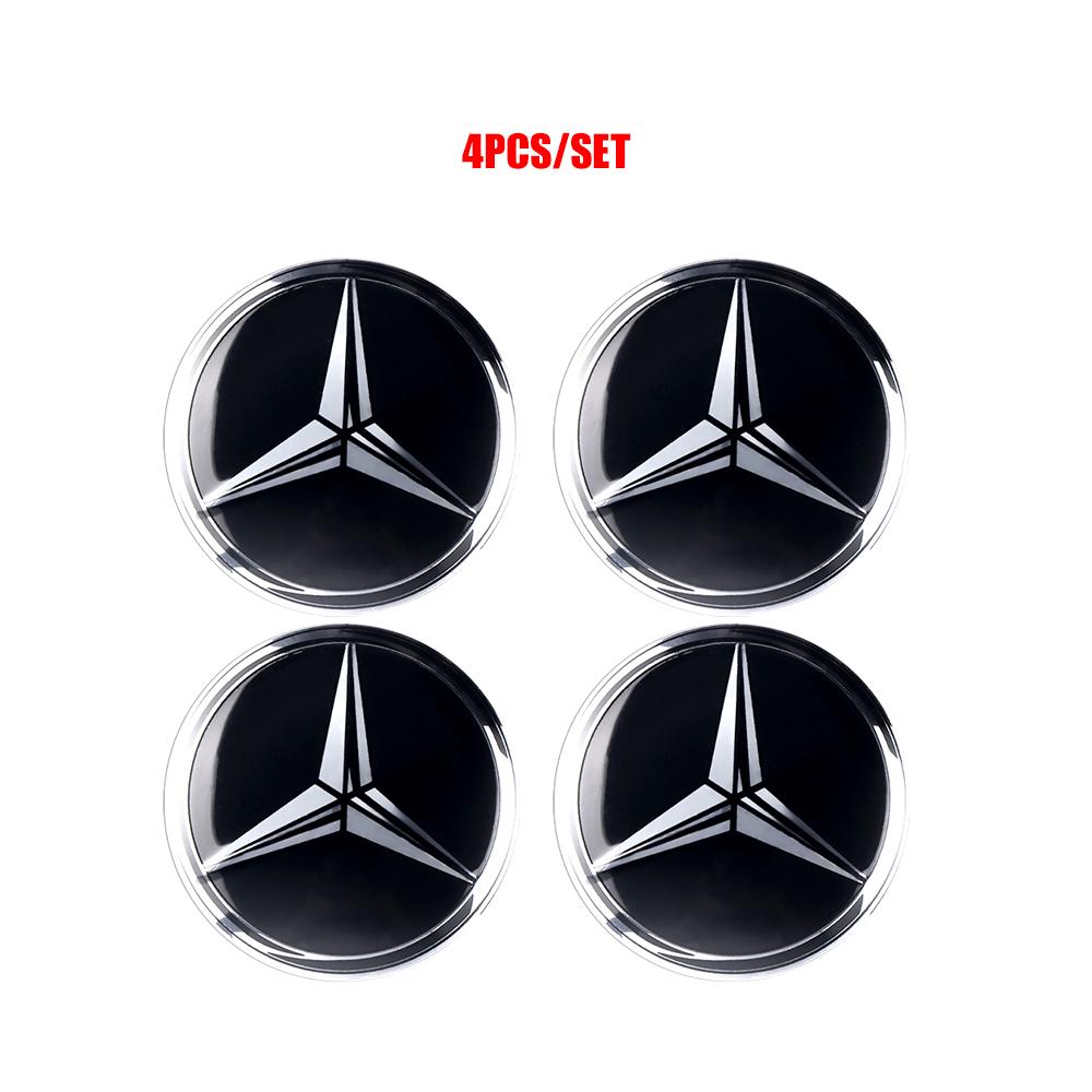 For Mercedes Benz AMG A B C E M R G S Class GLA GL CLA CES CLS SLK 4pcs 56/60/65mm Wheel Center Hub Cap Stickers Auto Accessorie