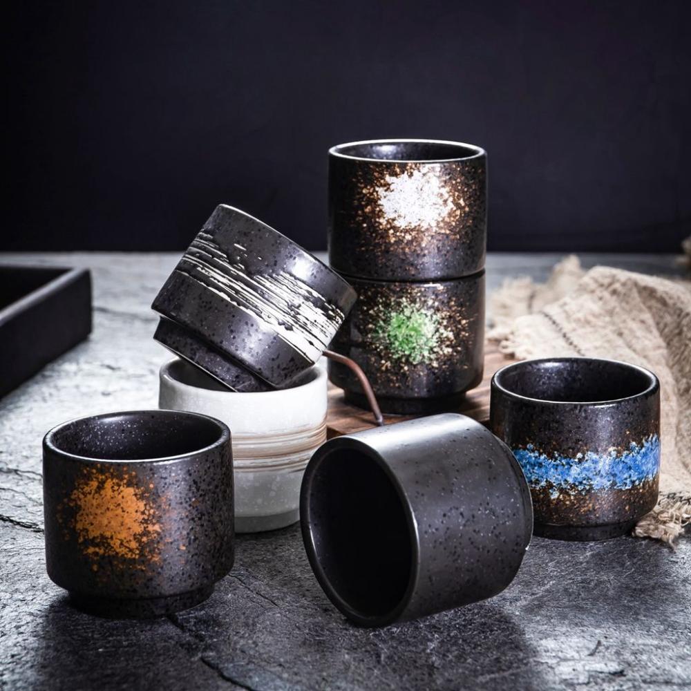pcs 200ML for Tea,Coffee Japanese Style Crude Pottery Round Ceramic Mugs Tea Cup Drinkware Milk Cup