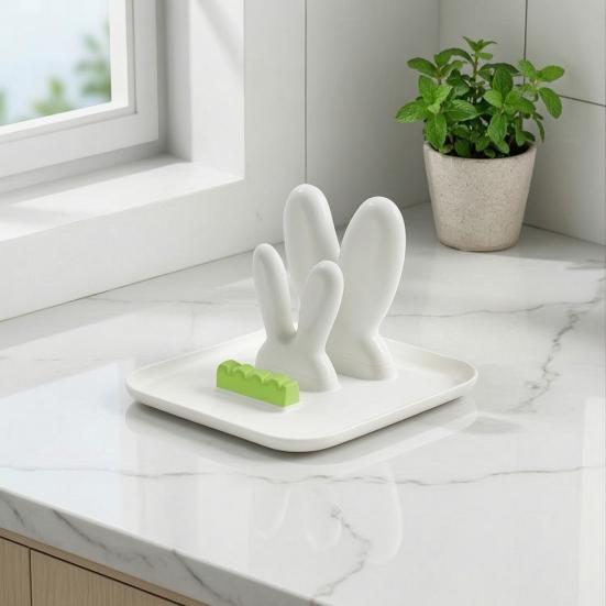 Двухъярусный органайзер для крышек кастрюль Card Bunny Ears с поддоном для слива, милая форма