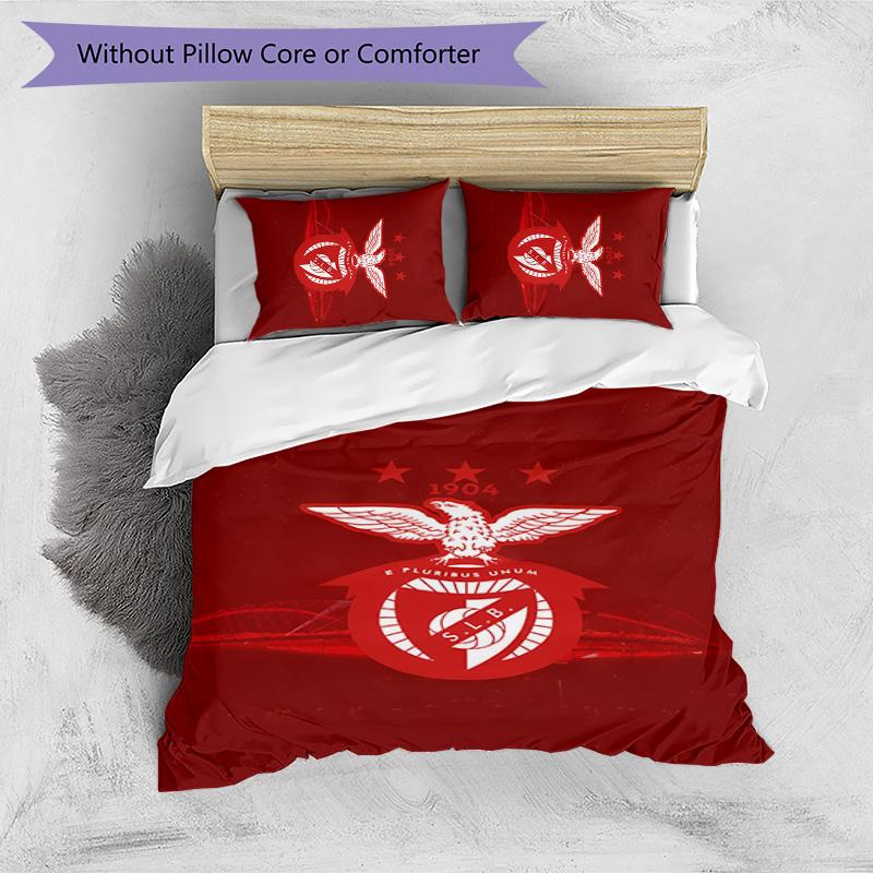 Benfica Pattern Printed 3PCS Bedding Set Soft Skin-Friendly Washable Duvet Cover & Pillowcases Set All Season Bedroom