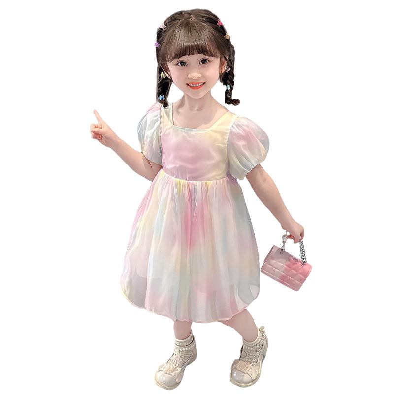 От 2 до 12 лет детское модное платье с блестками на молнии сзади с радужным бантом и крыльями, с короткими рукавами, платья для дня рождения для девочек, одежда принцессы