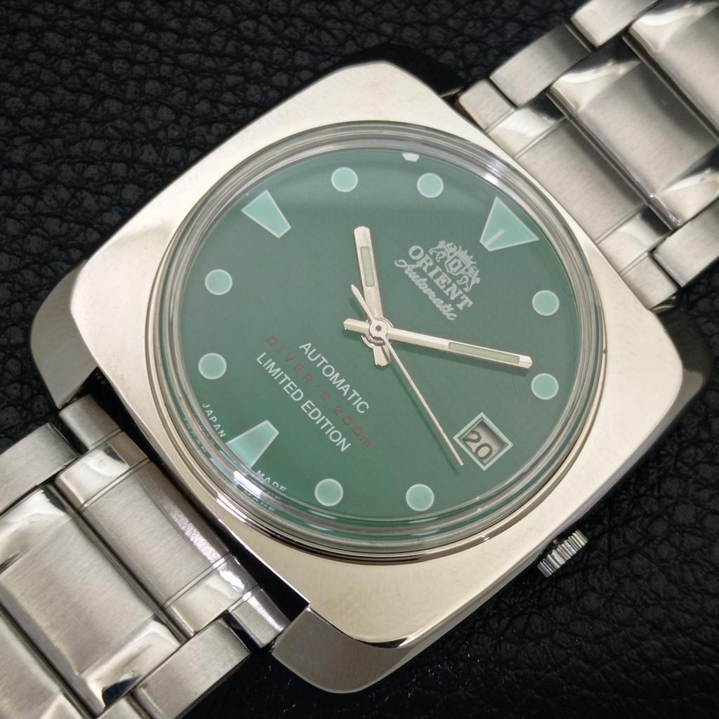 USED VINTAGE ORIENT AUTOMATIC 46941 JAPAN MENS GREEN COLOR DIAL WATCH A702206-5 R123-a702206