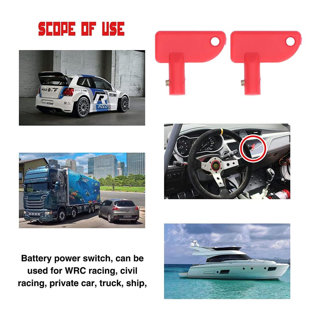 Kill Switch Spare Key 2pcs Switch Cutoff Disconnect Switch Isolator Marine Car Truck Red Power Sport Switch