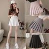 Two Layers High-waist Plus Size Short Pleated Skirt  Women's A-line Skirt  Anti-glare Solid Color Mini Skirt
