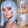 LISI HAIR Women Short Straight Black Bob Synthetic Fiber Wigs with Bangs Short Straight Wigs for Women Cosplay Lolita