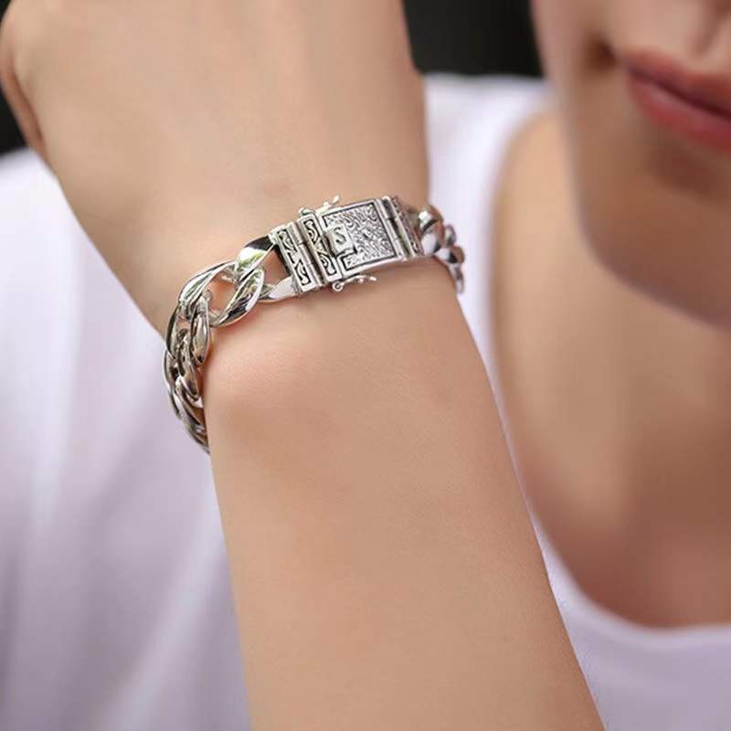 Мужской браслет, глянцевый мужской серебряный браслет, властные ретро-пары