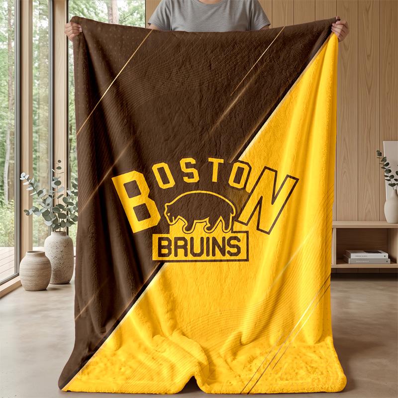 Boston Bruins Flannel Fleece Blanket Cozy Warm Throw Blanket For Couch Bed Travel All Season Use