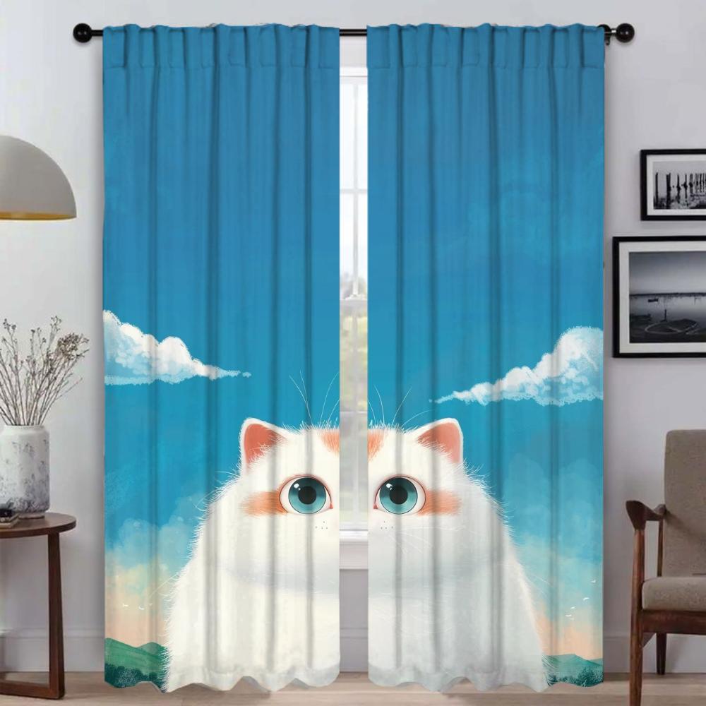 Healing Kitty Halloween Decoration Оконная занавеска для комнаты 2-панельная кухонная занавеска тюль для спальни жалюзи разделительная гостиная
